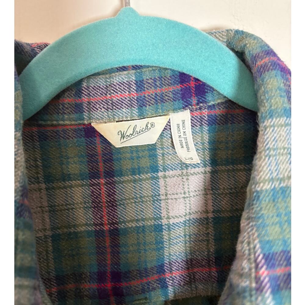 Woolrich Women's Large Long Sleeve Button Front Plaid Flannel Shirt - Picture 3 of 6